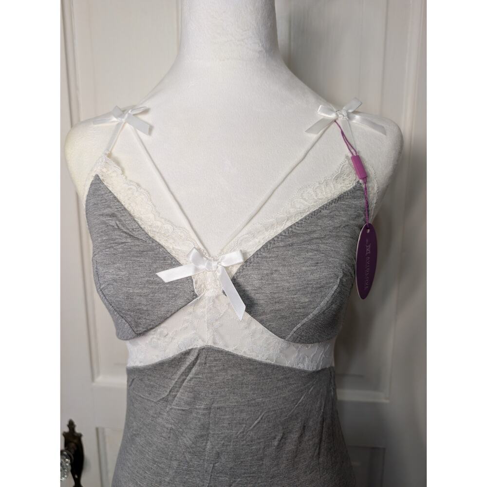 Avidlove Lace Feminine Babydoll Nightgown Grey Bow Small (792) - Picture 2 of 4